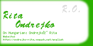 rita ondrejko business card